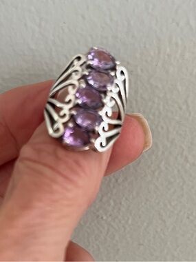 Sterling Silver Amethyst Ring in Purple New